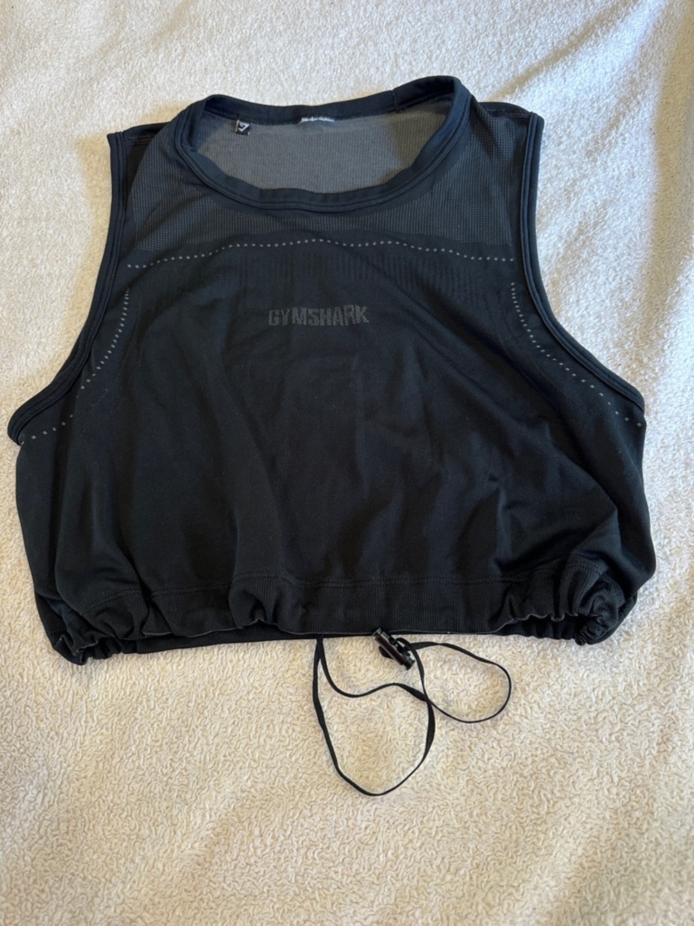 Gymshark Black Drawstring Crop Tank Top size S/M